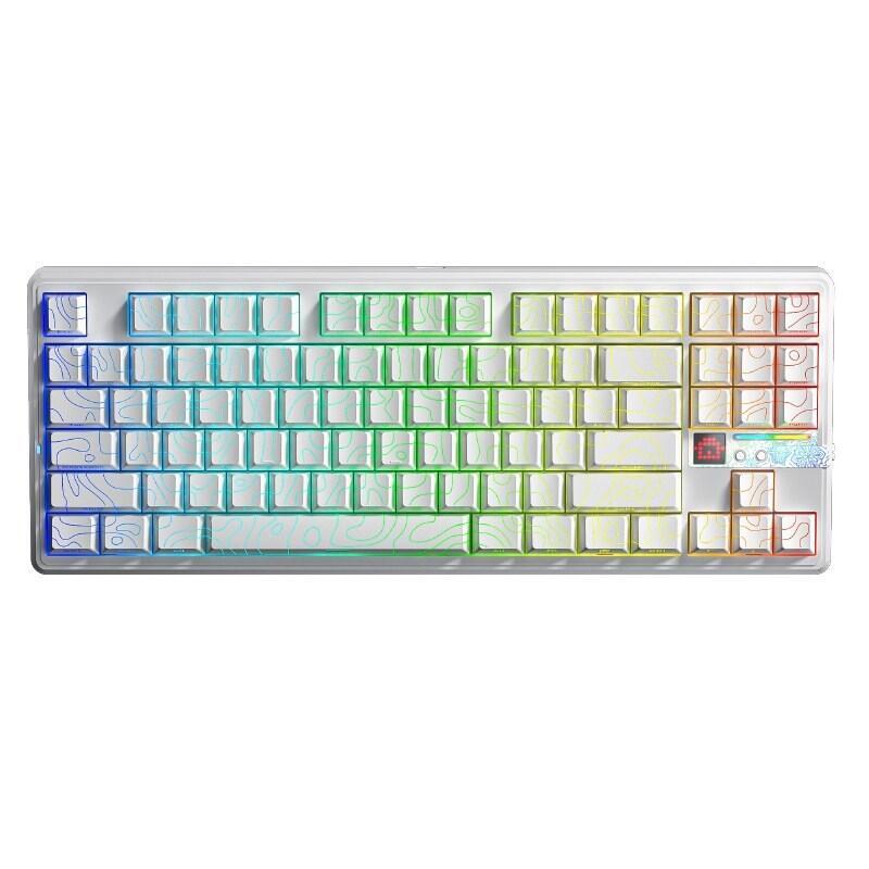 Teclado Aula Gasket F87 Pro V2 White Contour Engravered Star Vector Rgb