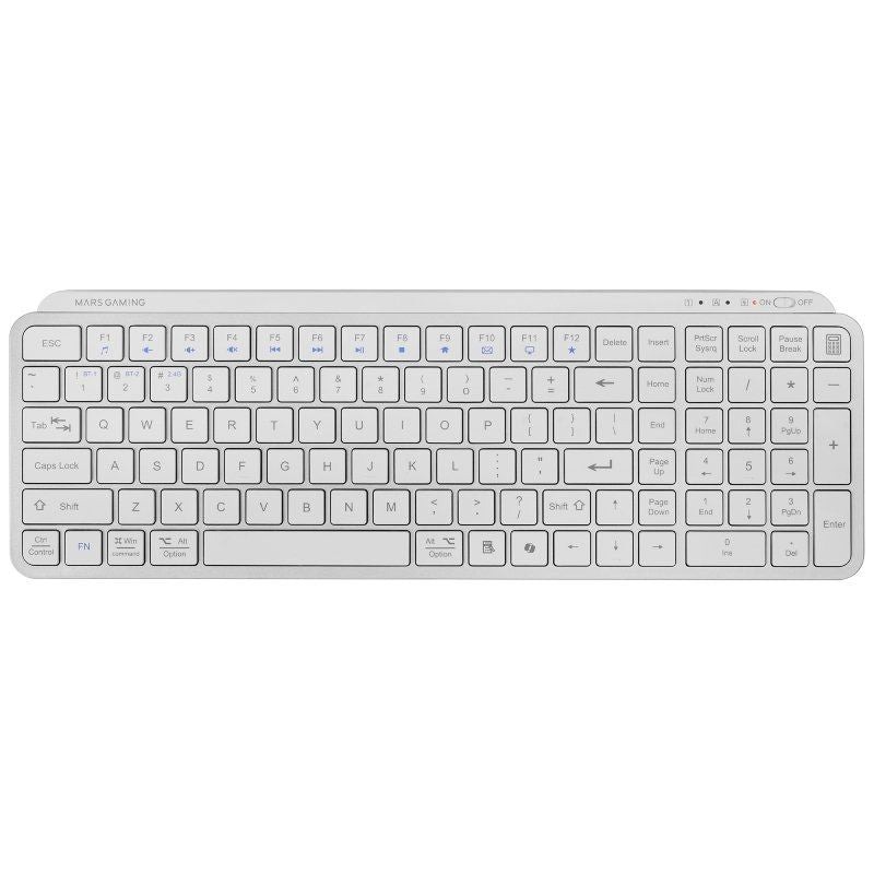 Teclado Compacto Inalámbrico Por Bluetooth Mars Gaming Mk-Silenkeys Blanco