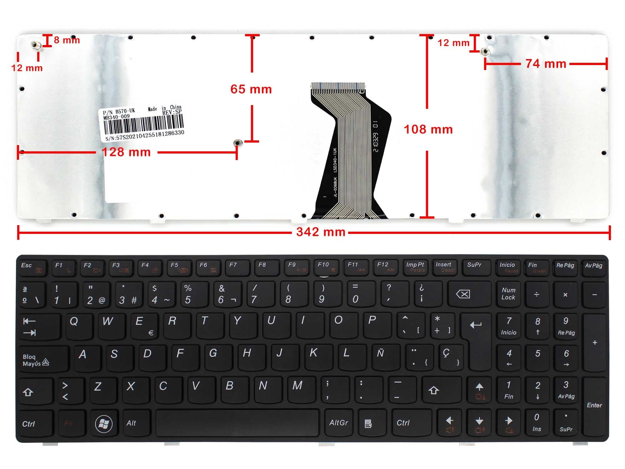 Teclado Para Portátil Lenovo B590 B590A B590G B570 B570A B570E B570G B570T B575 B575E B580 V570 V570C Y570 Z570