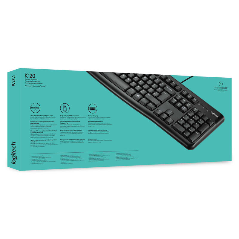 Teclado Logitech K120 Inglés Eeuu Usb Qwerty Negro