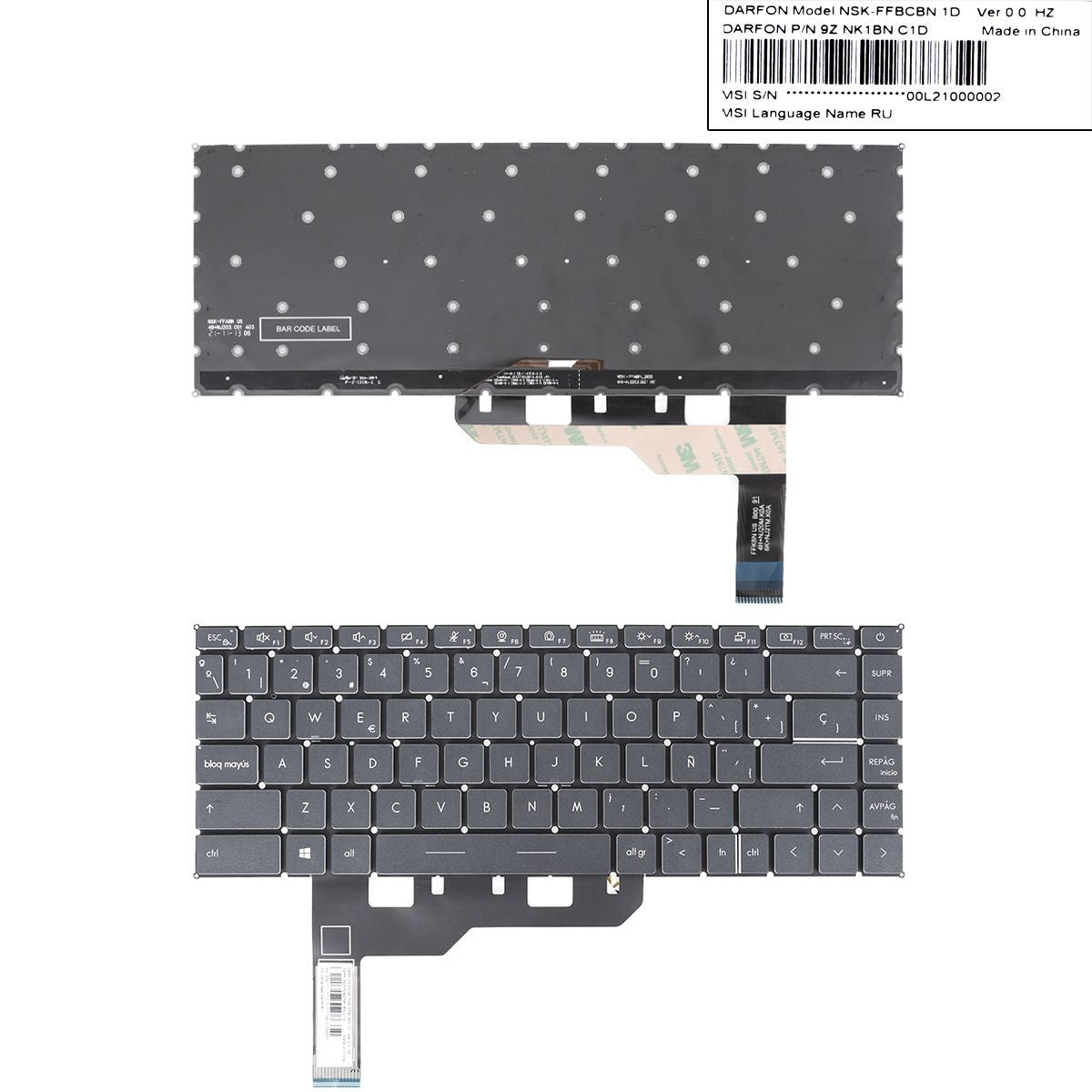Teclado Retroiluminado Para Portátil Msi Stealth 15M Gs66 Stealth Ge66 Raider Negro