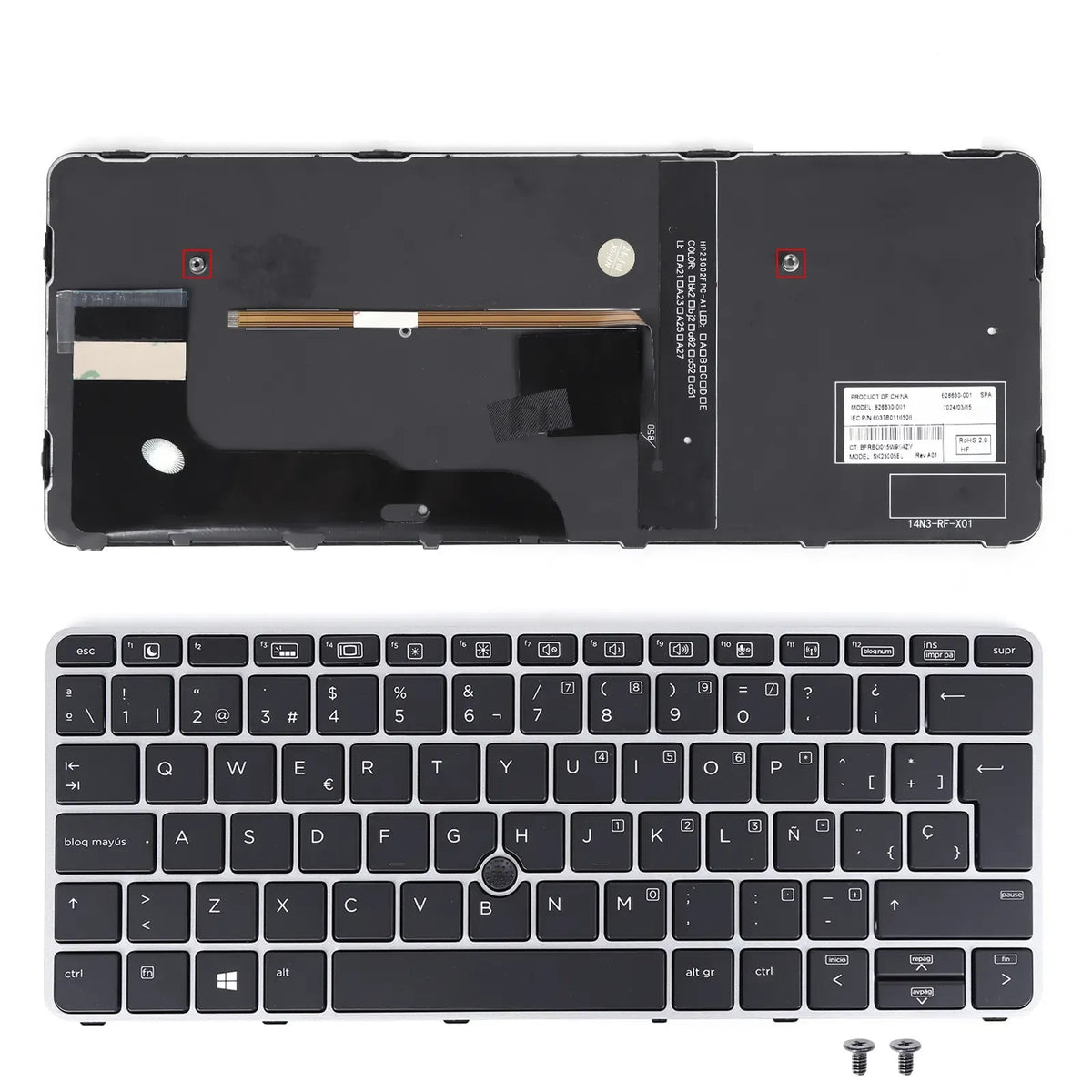 Teclado Retroiluminado Para Portátil Hp 820 G3 820 G4 725 G3 725 G4 828 G3 828 G4 12-0152D-Dz01-K19 Negro