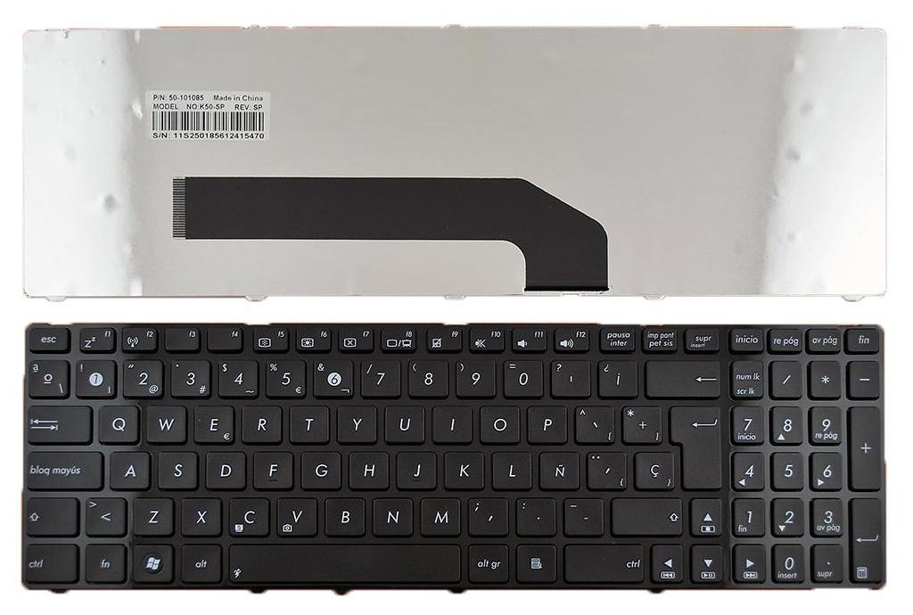 Teclado Para Portatil Asus K50 Con Marco Negro Brillo