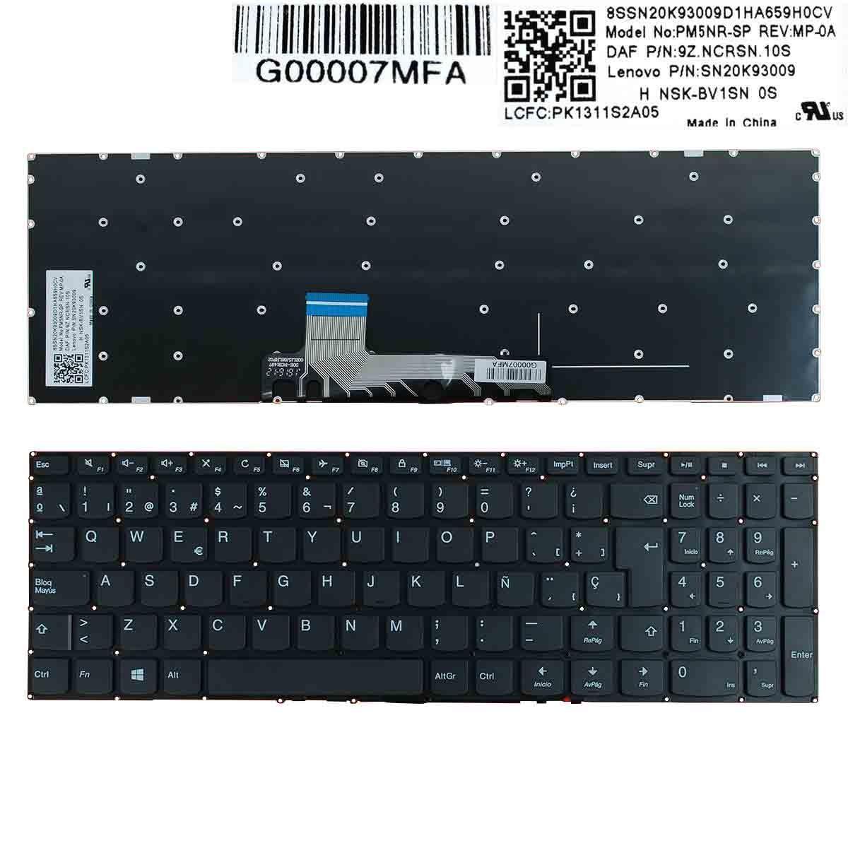 Teclado Para Portátil Lenovo Ideapad 310S-15Isk 510S-15Isk 310S-15Ikb Negro Sin Marco
