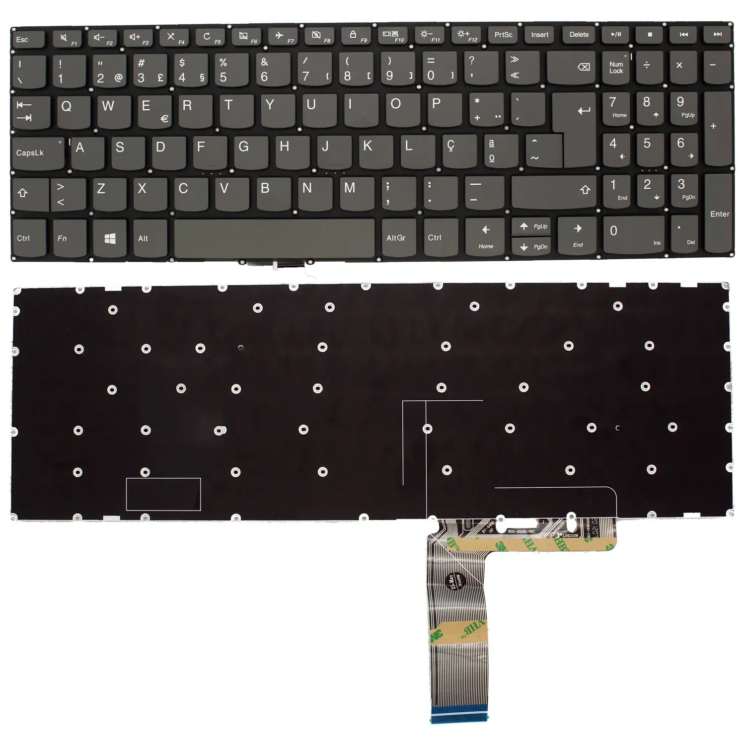 Teclado Para Portátil Lenovo Ideapad 320-15Abr Sin Botón Encendido Portugués