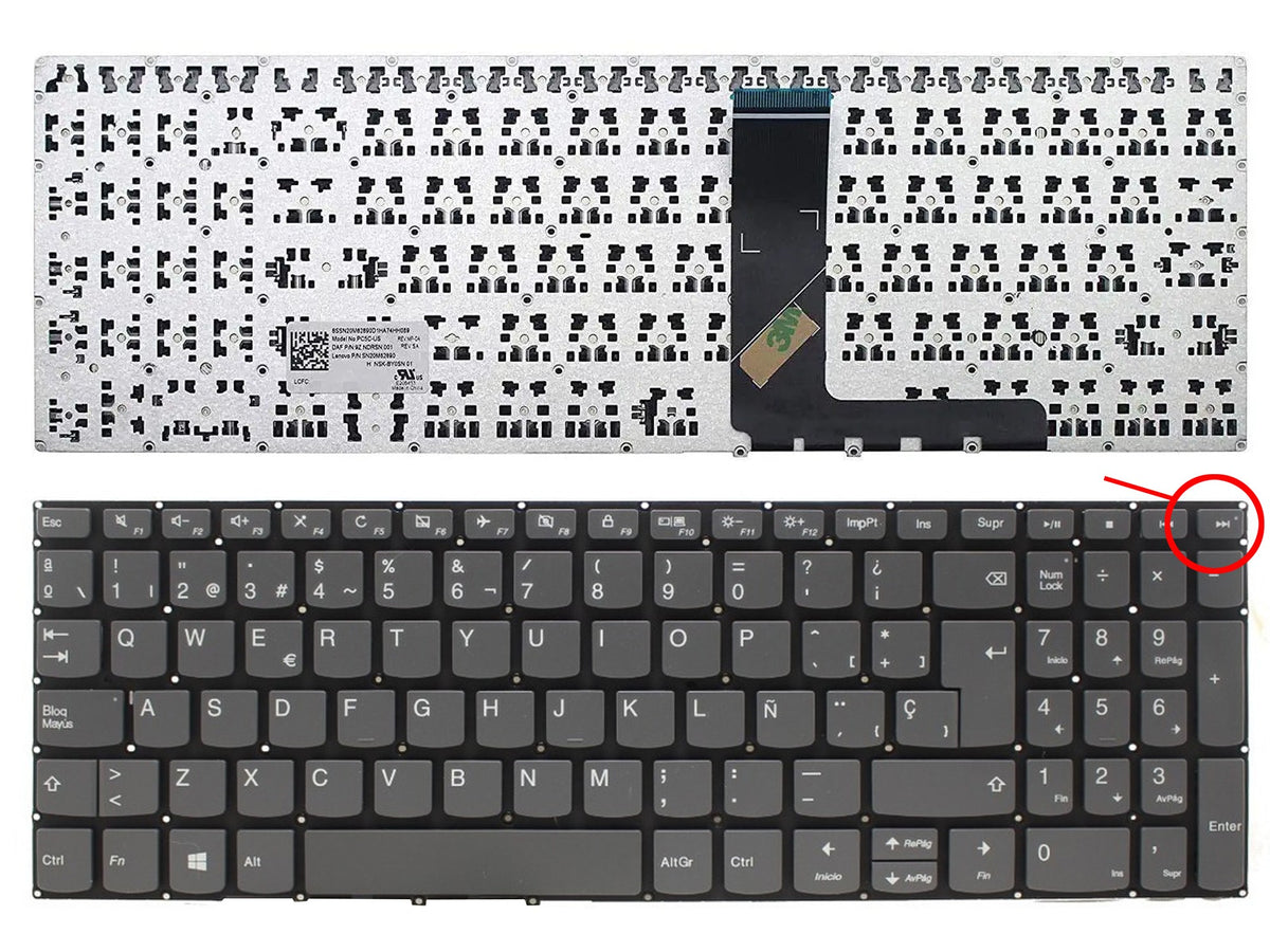 Teclado Para Portátil Lenovo Ideapad 330S-15Arr 330S-15Ast 330S-15Isk 330S-15Ikb
