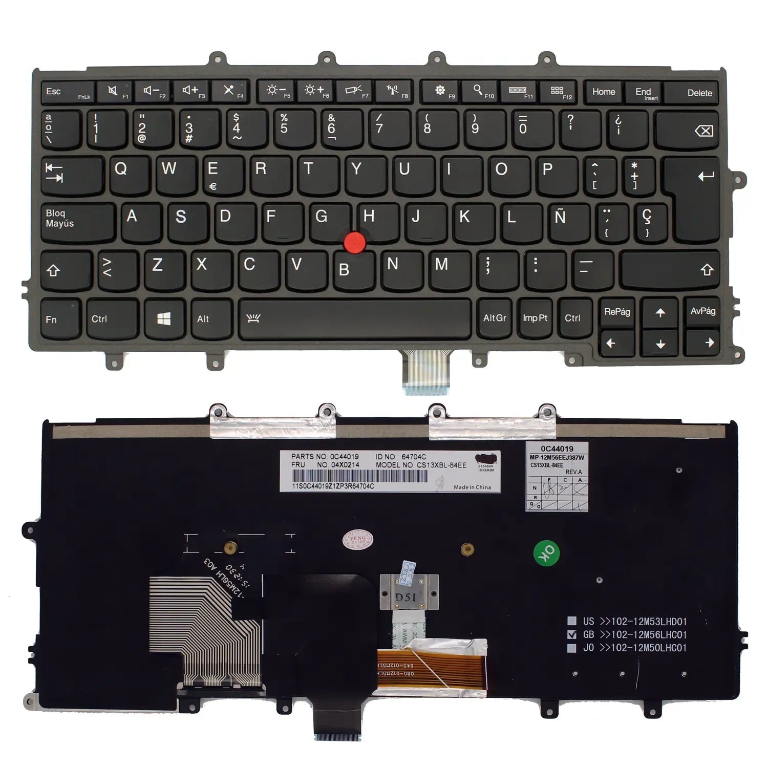 Teclado Retroiluminado Para Portátil Lenovo Thinkpad X270 01En596 Negro