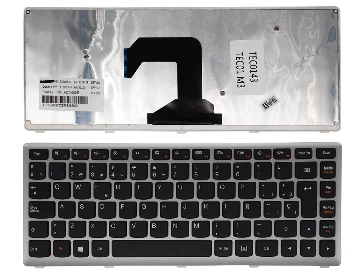 Teclado Para Portátil Lenovo U410 Plata En Castellano