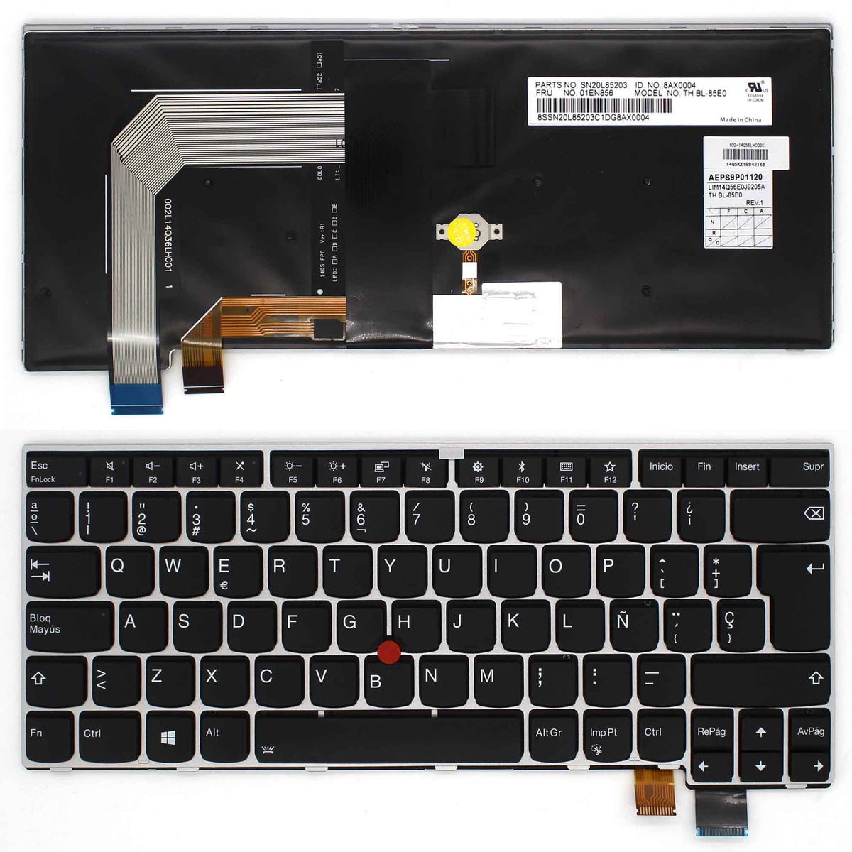 Teclado Retroiluminado Para Portátil Lenovo Thinkpad T460S Marco Plata