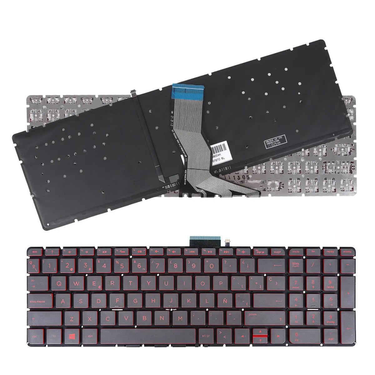 Teclado Retroiluminado Para Portátil Hp 15-Ax000Na 15-Ax016Tx 15-Ax030Tx Negro