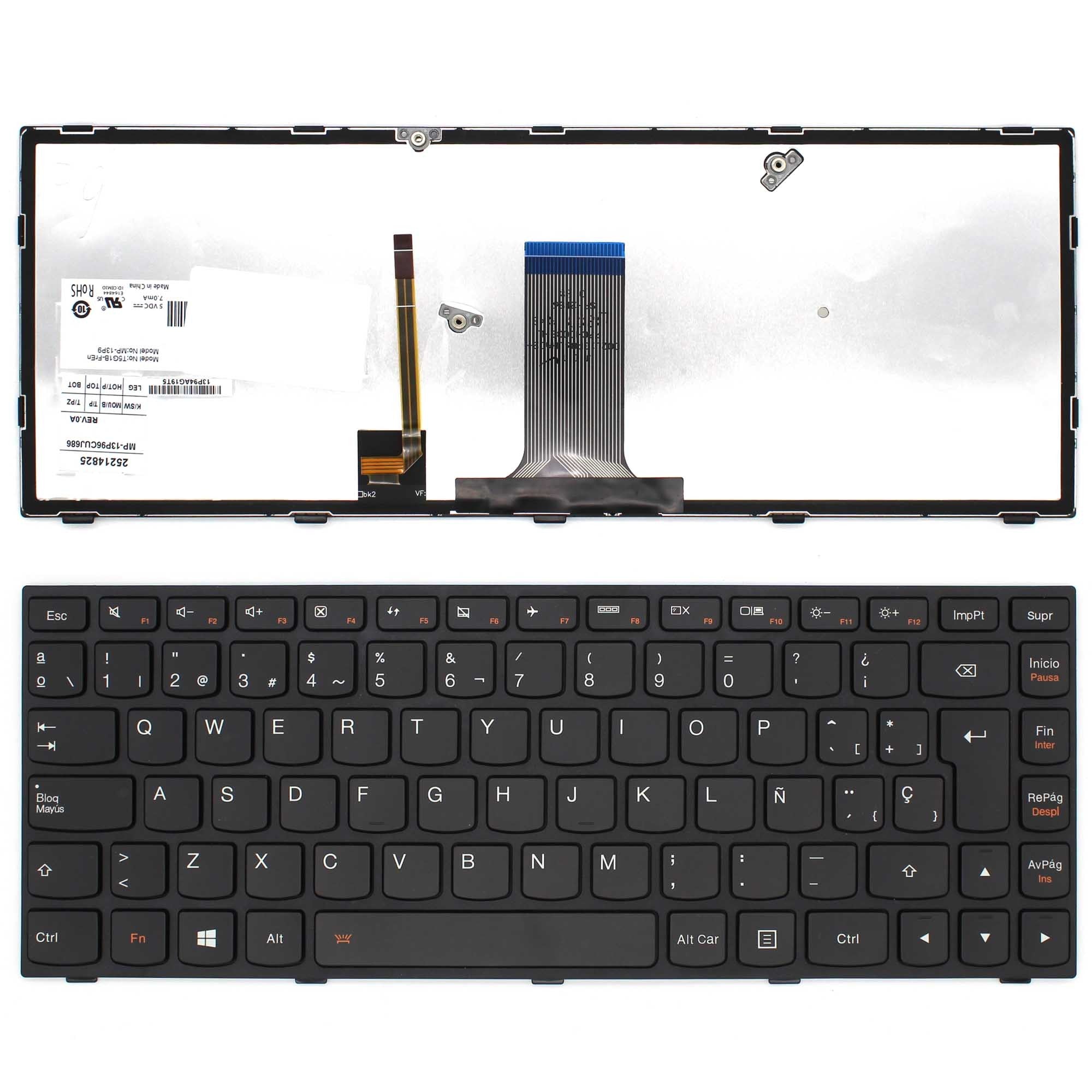 Teclado Retroiluminado Para Portátil Lenovo G40-70 Negro