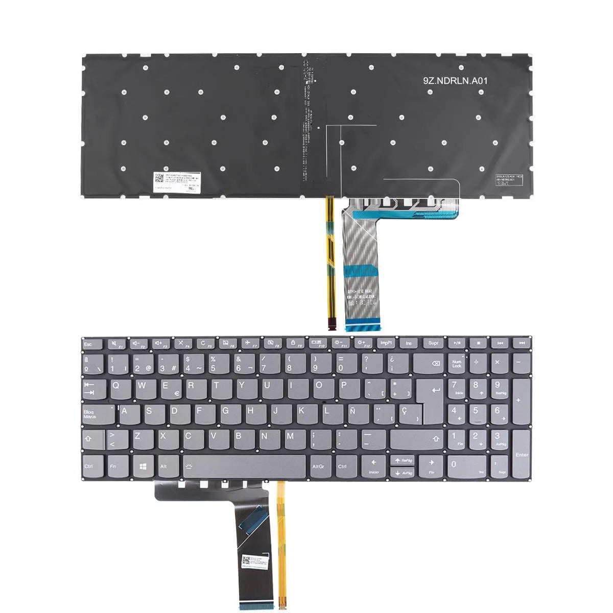 Teclado Retroiluminado Para Portátil Lenovo Ideapad 720S-15Isk 720S-15Ikb V330-15Ikb V330-15Isk Gris