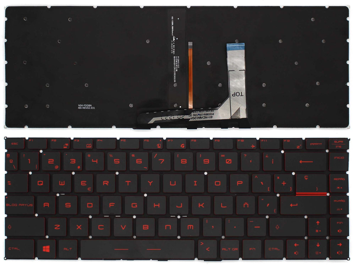 Teclado Para Portátil Msi Gf63 Gf65 Gs65 Gs65Vr Retroiluminado Negro