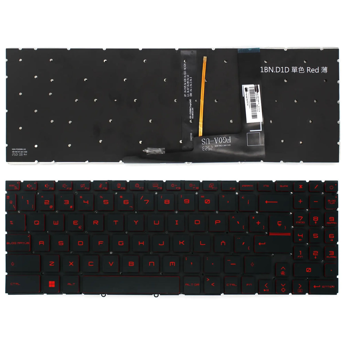 Teclado Retroiluminado Para Portátil Msi Katana Gf66 12Ue Series 9Z.Nk1Bn.D01