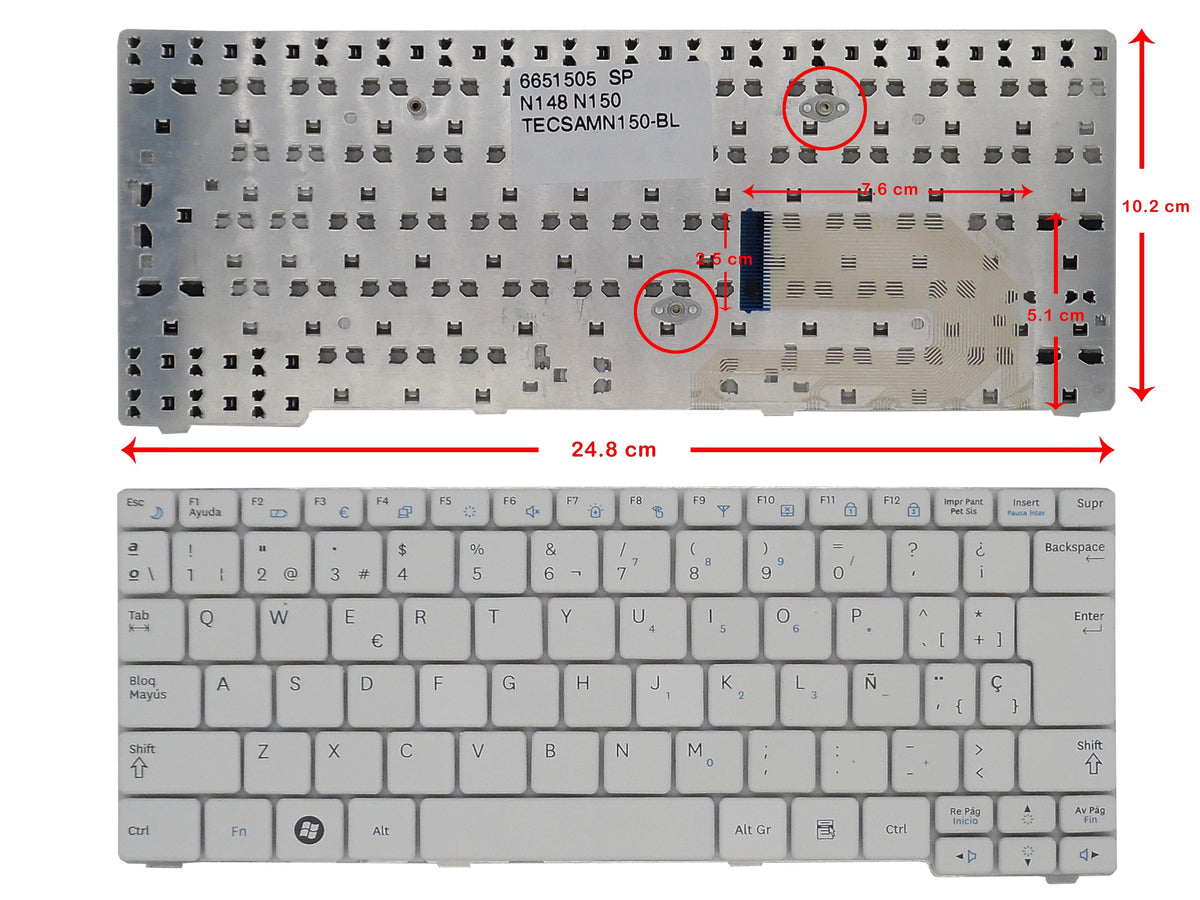 Teclado Para Portátil Samsung Nb30 N128 N148 N145 N150 Np10 Blanco