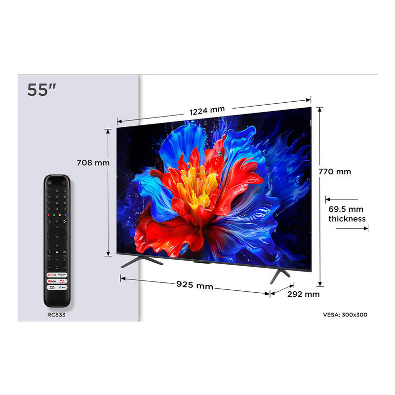 Televisor Tcl 55p8k Smart Tv 55" Qled Uhd 4k Hdr 144 Hz