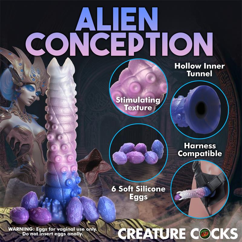 Tenta-Queen Dildo Ovipositor Con 6 Huevos