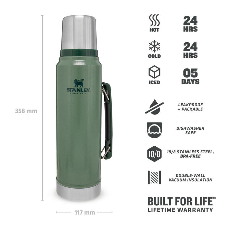 Termo Stanley Classic Hammertone Verde 1l 10-08266-001