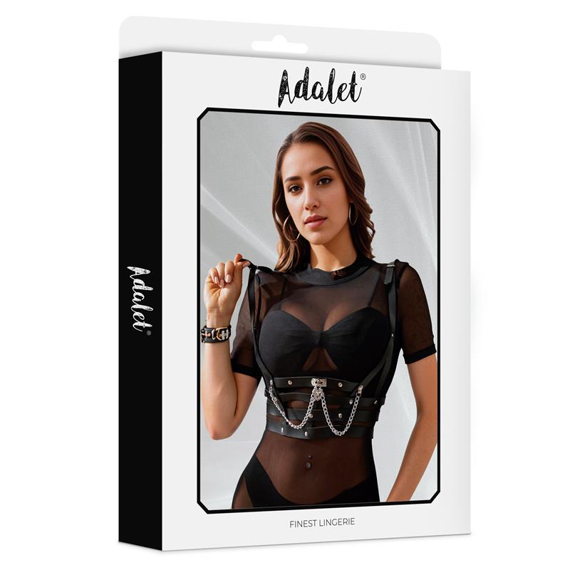 Thalia Arnés De Pecho Con Cadena Cuero Vegano Talla Única