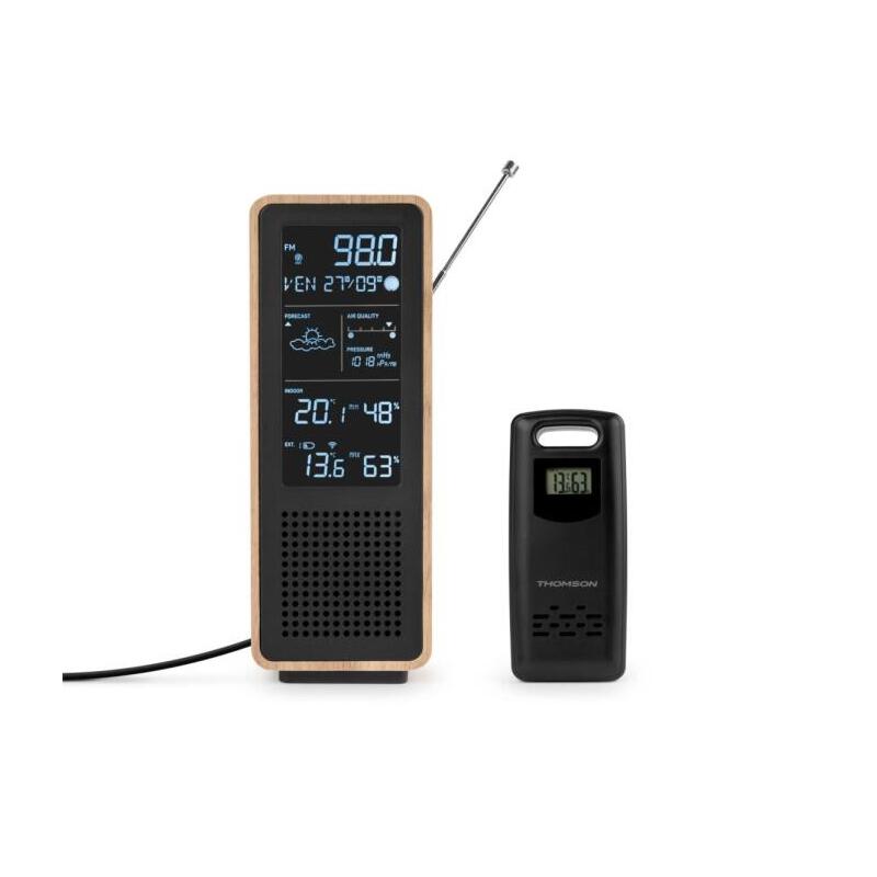 Thomson Altavoz Bluetooth Con Estacion Meteorologica Y Radio Fm - Potencia Musical 15w - Pantalla Retroiluminada -