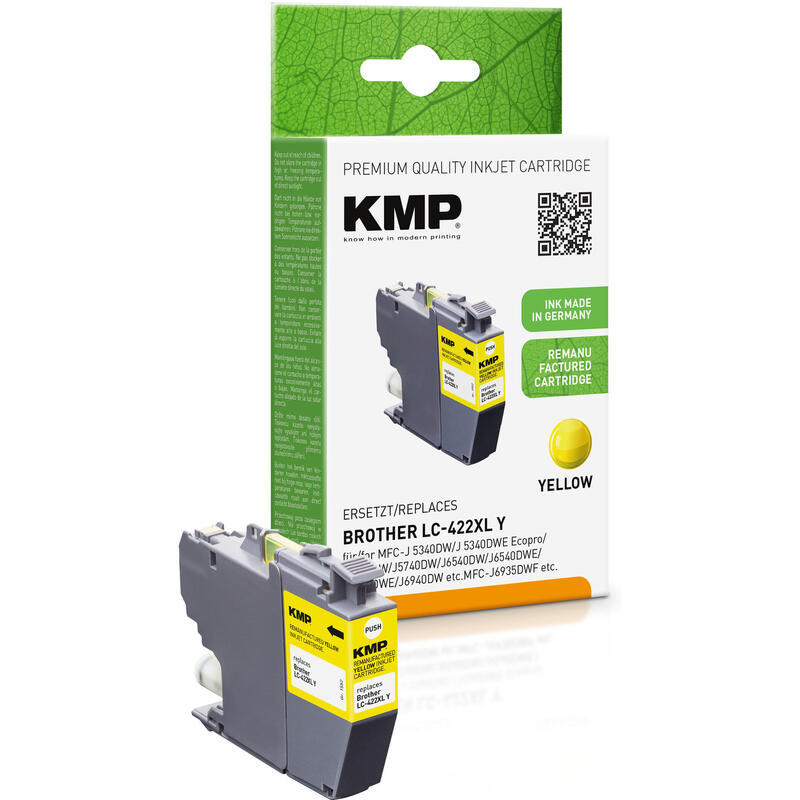 Tinta Kmp Brother Mfc-J5340dw Lc422xly Amarillo 1500s. 20ml Remanufactured