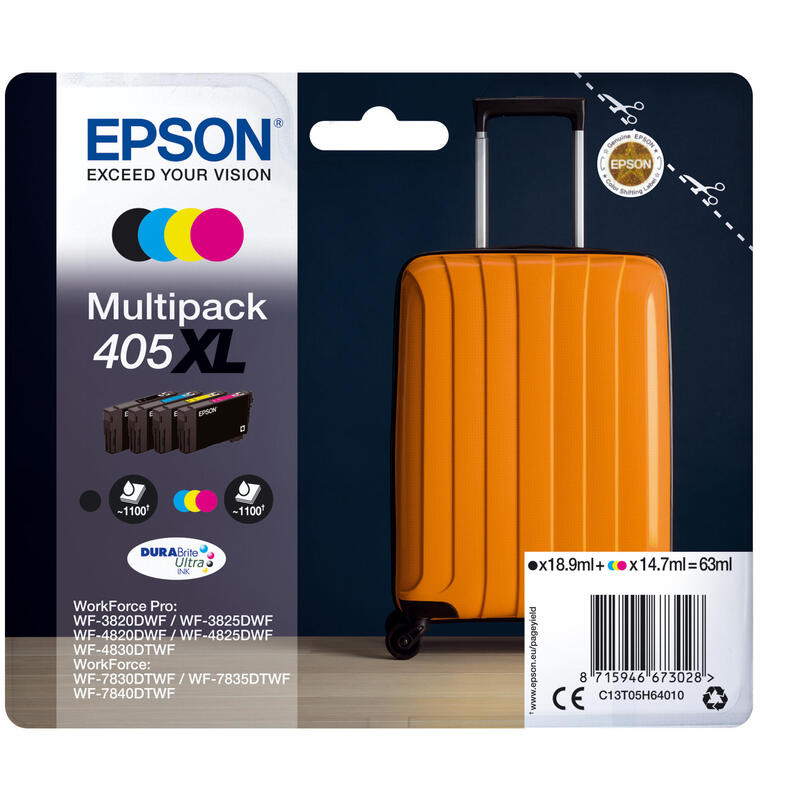 Tinta Original Epson 405 Xl Alta Capacidad Multipack Negro Cian Amarillo Magenta