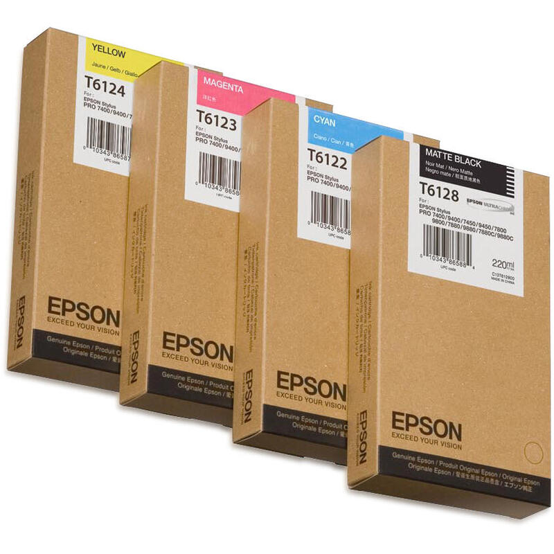 Tinta Original Epson T6128 220 Ml Negro Mate Original  Para Stylus Pro 7400, Pro 7450, Pro 7800, Pro 7880, Pro 9400, Pro 9450, Pro 9800, Pro 9880