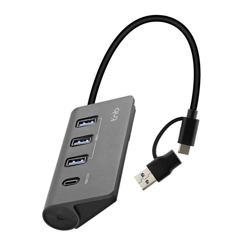 Tnb 4in1 Aluminium Usb-A & Usb-C 3.0 Hub To 3x Usb-A + 1x Usb-C