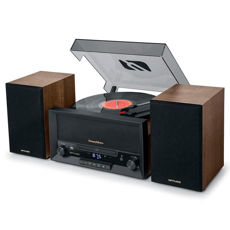 Tocadiscos  Muse Mt-120 Mb Wood Con Altavoces