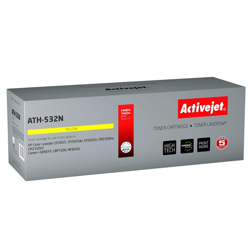 Tóner Activejet Ath-532n (Reemplazo Para Hp 304a Cc532a Canon Crg-718y - Supreme - 3200 Páginas - Amarillo)