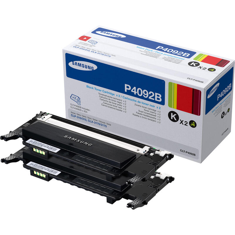 Toner  Samsung Clt-P4092b/Els 2-Pk Black  Su391a Samsung Clt-P4092b 2-Pack Black Toner Cartridges