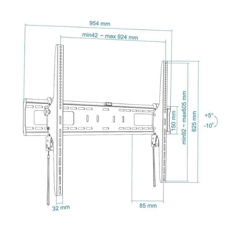 Tooq Soporte Fijo De Pared Para Tv De 60"-100" - Inclinable - Peso Max 75kg - Vesa 900x600mm - Negro