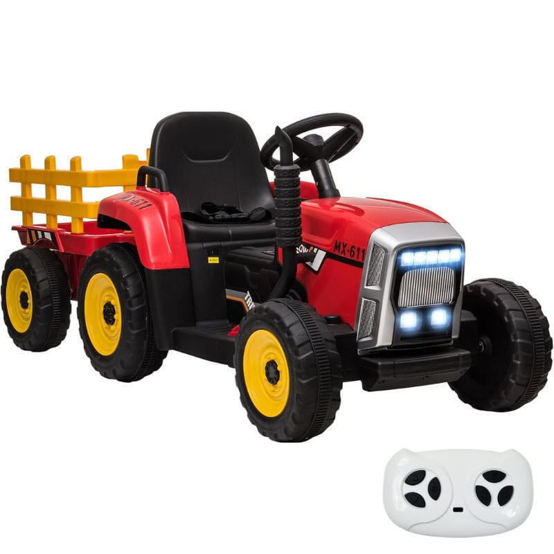 Tractor Ceres Con Remolque 12v Rojo - Coche Eléctrico Para Niños