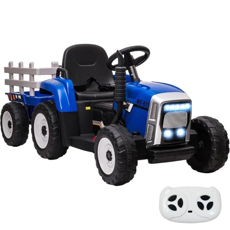 Tractor Ceres Con Remolque Azul - Coche Eléctrico Para Niños