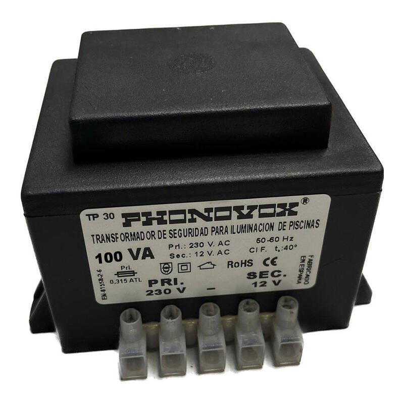 Transformador Pool 100va 230/12v 50-60hz. Ip-00 Regleta Tp31100 Phonovox