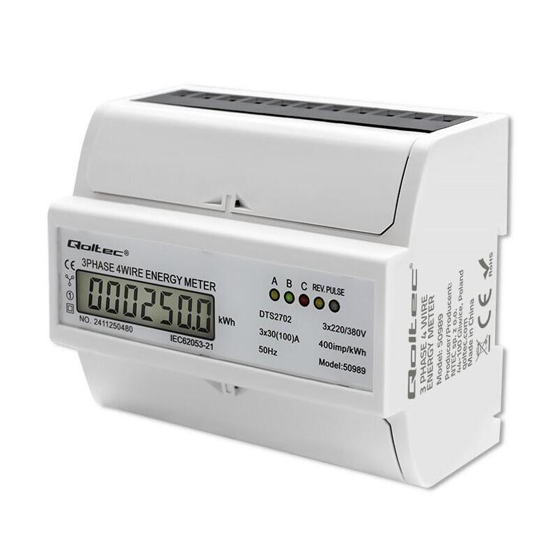 Trójfazowy Dwukierunkowy Elektroniczny Licznik Miernik Consumo Energii Para Riel Din 400v 100a Lcd 4p