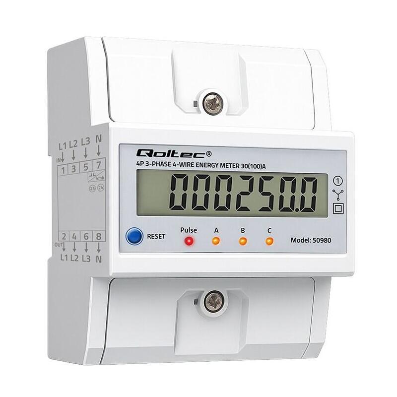 Trójfazowy Elektroniczny Licznik Con Resetem Miernik Consumo Energii Para Riel Din 400v 100a Lcd Led 4p