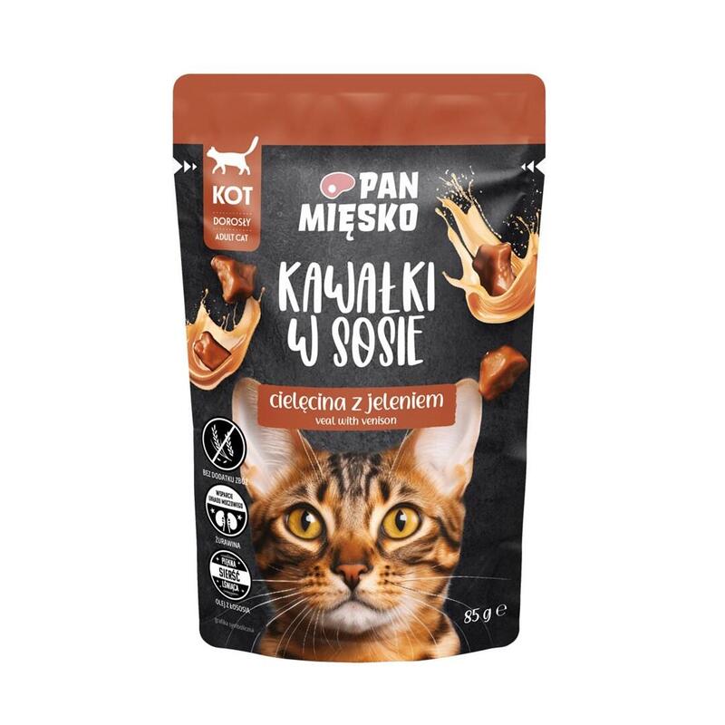 Trozos De Carne En Salsa De Ternera Con Ciervo (Adultos) - Comida Húmeda Para Gatos - 85g