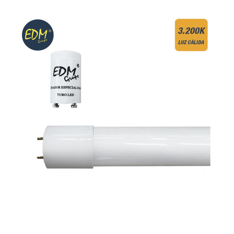 Tubo Led T8 18w 1600lm 3000k Luz Calida (Eq.36w) Ø2,6x120cm Edm