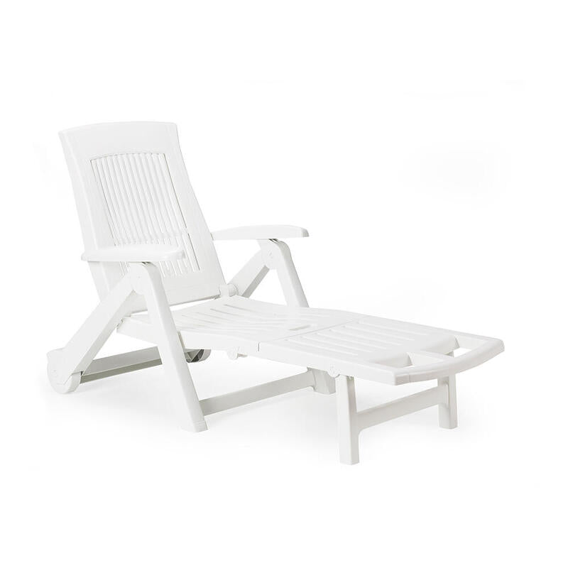 Tumbona Plegable Con Ruedas. Color: Blanco 72x195x101cm Modelo: Zircone Ipae Progarden