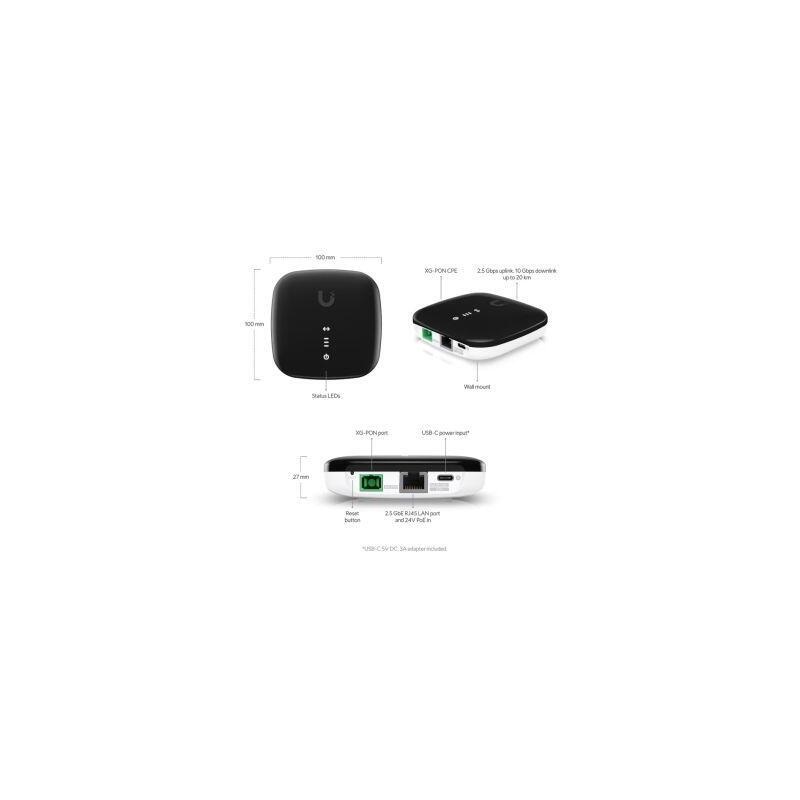 Ubiquiti Uisp-Fiber-Xg Terminal De Red &Oacute Ptica 1x 10gbps Xg-Pon Y 1x 2,5gb Rj45 Lan. Velocidad De Enlace Ascendente De 2,5 Gbps Y Descendente De 10 Gbps Hasta 20km. Compatible Con Uisp-Fiber-Olt-Xgs, N
