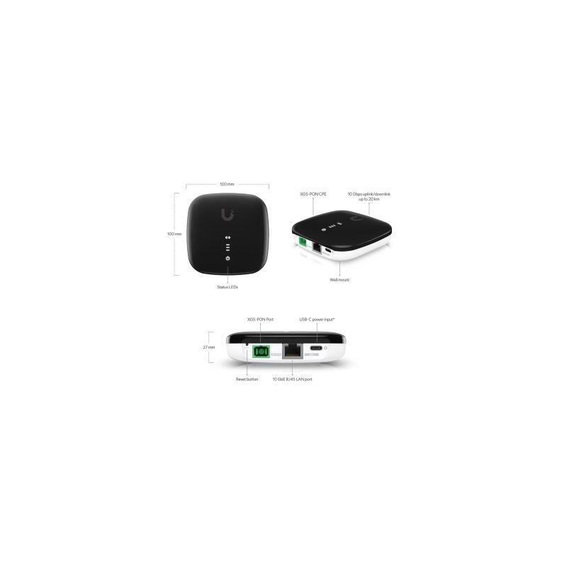 Ubiquiti Uisp-Fiber-Xgs Producto Reacondicionado. Terminal De Red Optica 1x 10gbps Xgs-Pon Y 1x 10gb Rj45 Lan. Velocidad De Enlace Ascendente/Descendente De 10 Gbps Hasta 20km. Compatible Con Uisp-Fiber-Olt-Xgs