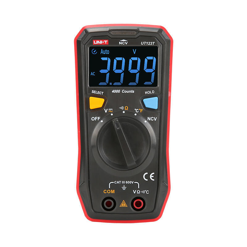 Uni-T Ut123t Digital Multimeter, 600 V Ac Dc, Ncv, 20 Mo, -40 To 300 °C, 4000 Counts, Cat Iii 600 V