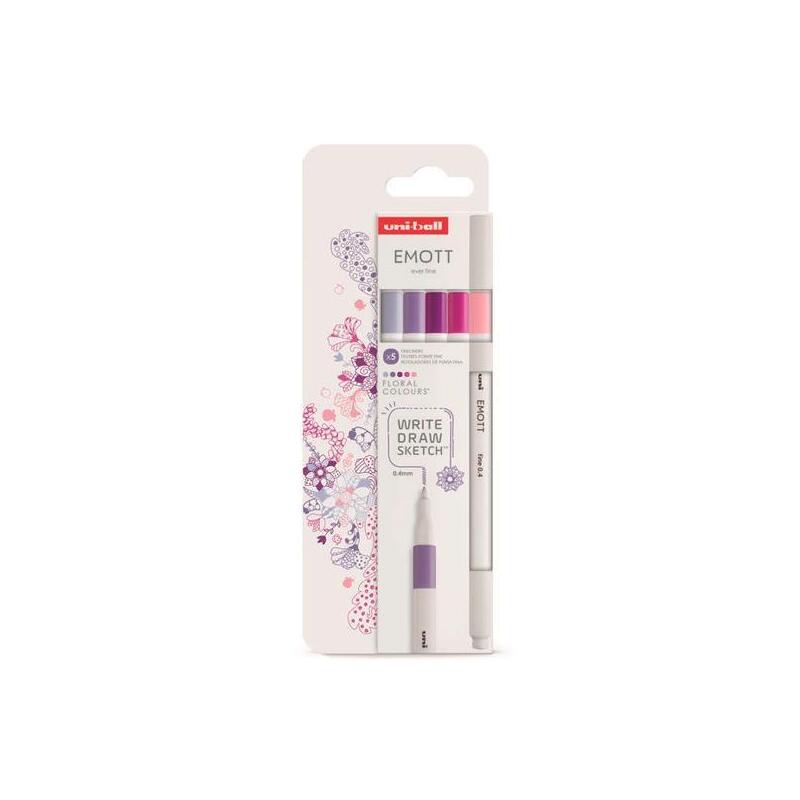 Uniball Emott Rotuladores De Escritura Y Dibujo Colores Florales Estuche 5 Ud