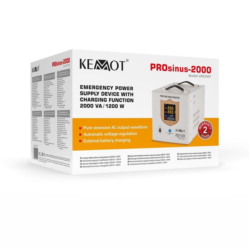Uninterruptible Power Supply Kemot Prosinus-2000 Converter With Pure Sine Wave And Charging Function 12v 230v 2000va/1200w