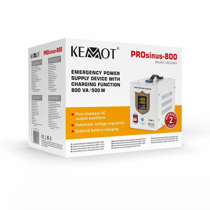 Uninterruptible Power Supply Kemot Prosinus-800 Converter With Pure Sine Wave And Charging Function 12v 230v 800va/500w