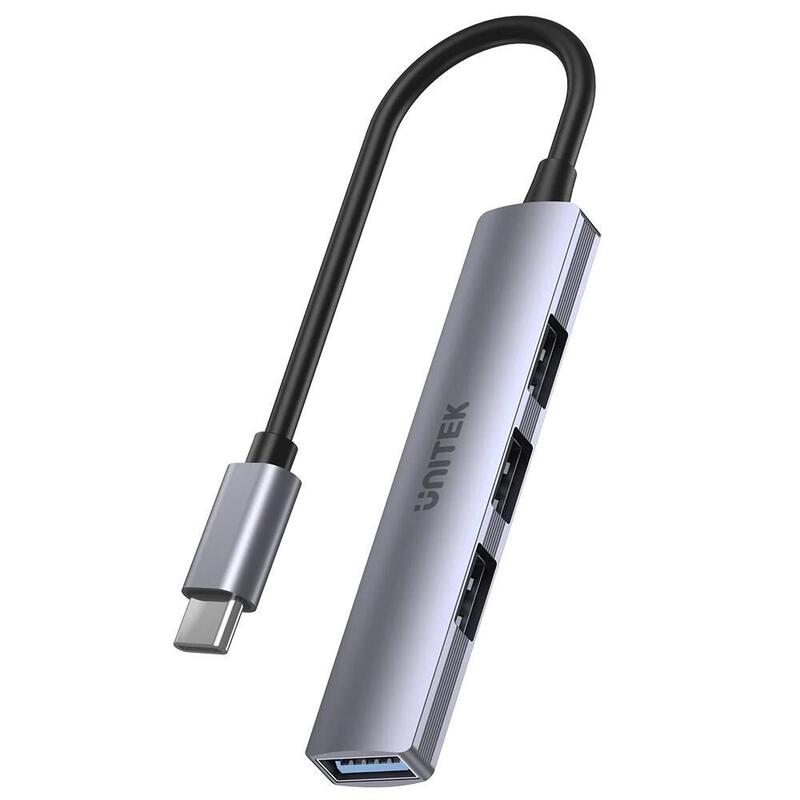 Unitek Hub Usb-C 1xusb-A 5 Gbps, 3xusb-A 2.0 Alu