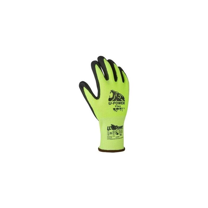 Upower Flex Guantes De Trabajo Con Destreza Y Flexibilidad - Talla 9 - Dorso Elastico Transpirable, Palma Resistente,