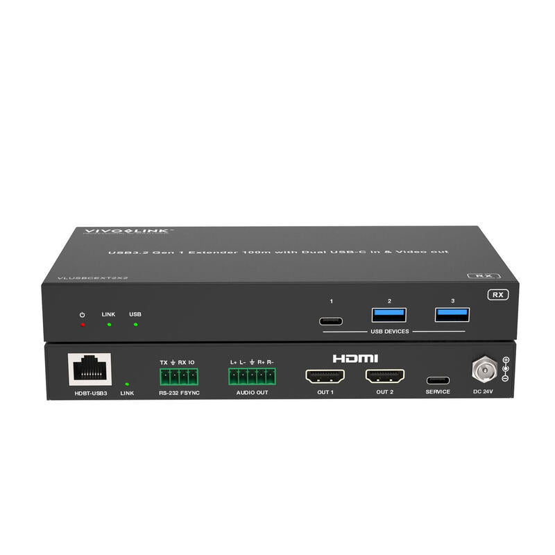 Usb3.2 Gen 1 Extender (100m)  With Dual Usb-C In & Video