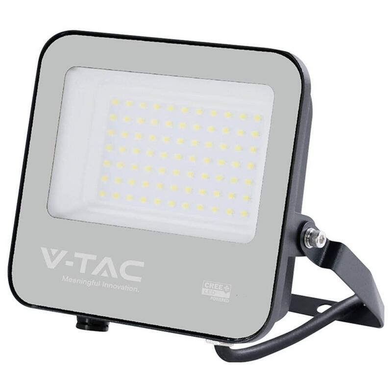 V-Tac 50w Led Floodlight Cree Chip Black Body Grey Glass 4000k 135lm/W